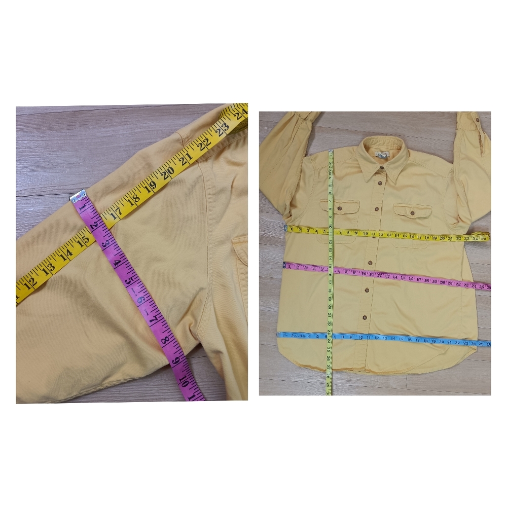 Vintage 90s Limited Chinos Shirt Womens M Yellow Boyfriend Cotton Utility Tomboy - Picture 4 of 5